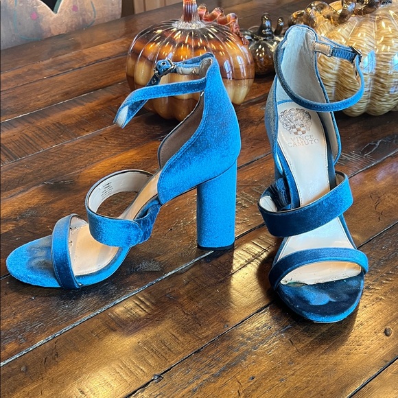 Vince Camuto Robeka Blue Velvet Heeled Sandals - Picture 1 of 10